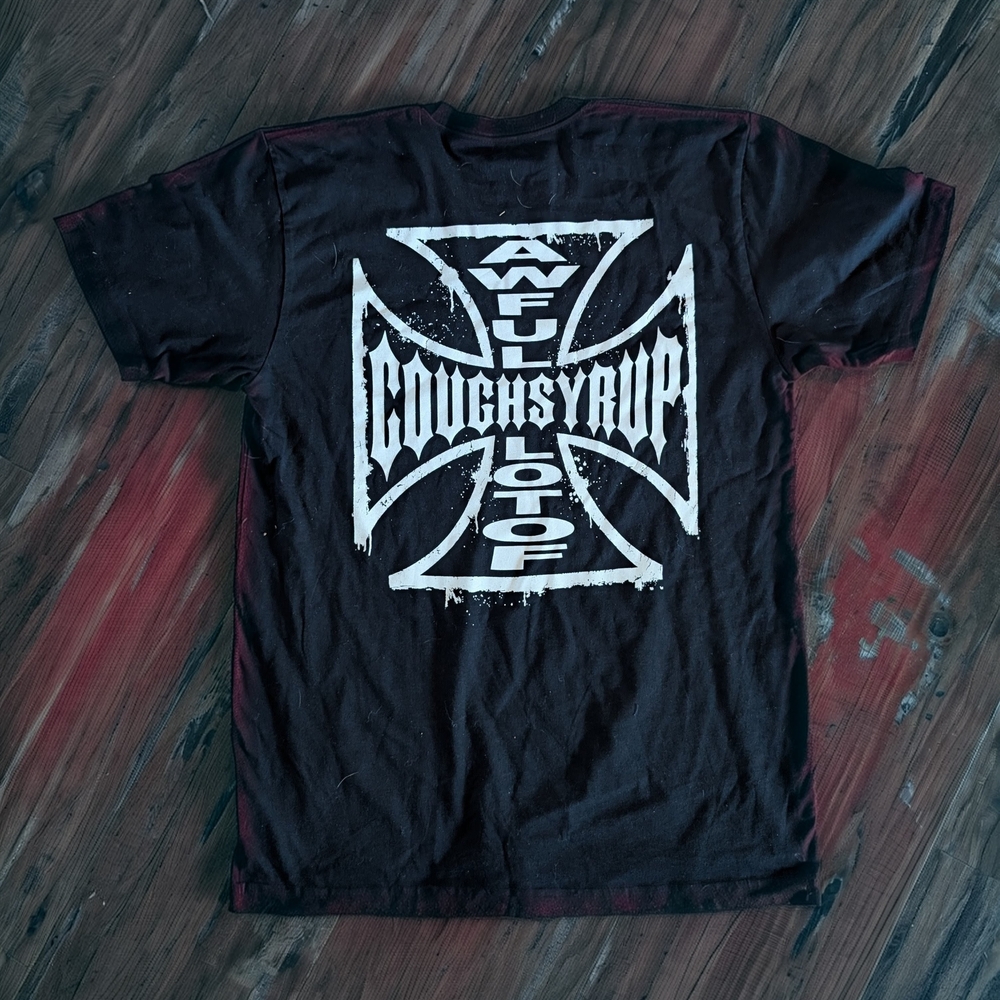 Awful Cough Syrup Men's Black Graphic T Shirt Size Large NWOT